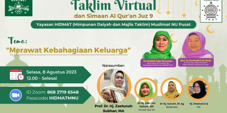 HIDMAT Muslimat NU gelar Sima’an dan Taklim Virtual Nasional
